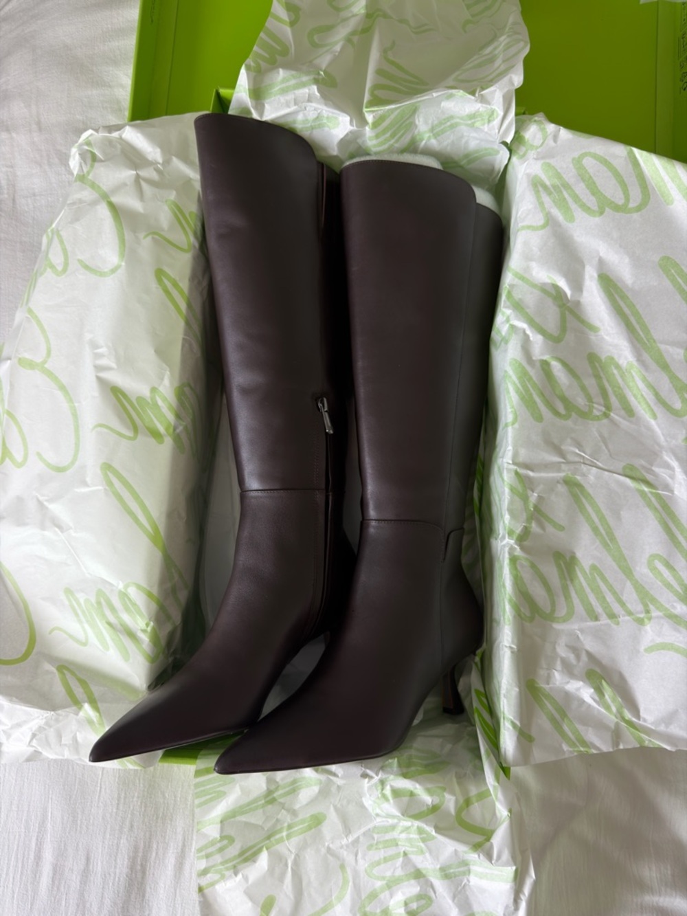 SOLD NWT Sam Edelman Dark Brown Pointed Toe Knee Boots (wide calf)